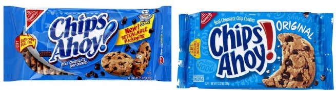 Chips Ahoy old packaging ( left) New packaging (right)